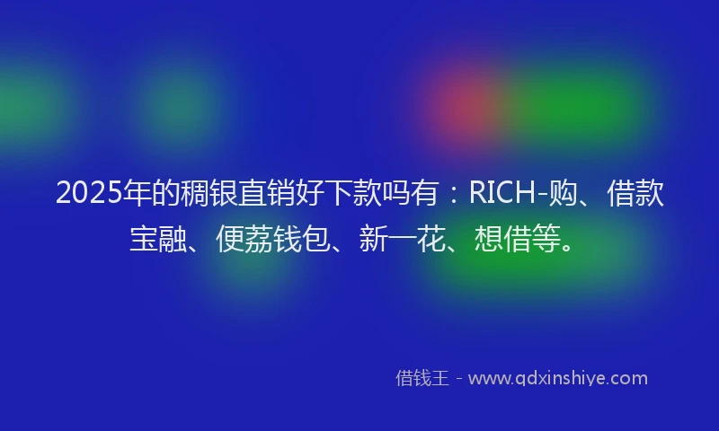 2025年的稠银直销好下款吗有：RICH-购、借款宝融、便荔钱包、新一花、想借等。