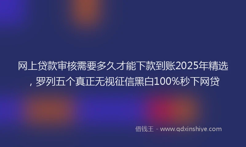 网上贷款审核需要多久才能下款到账2025年精选，罗列五个真正无视征信黑白100%秒下网贷