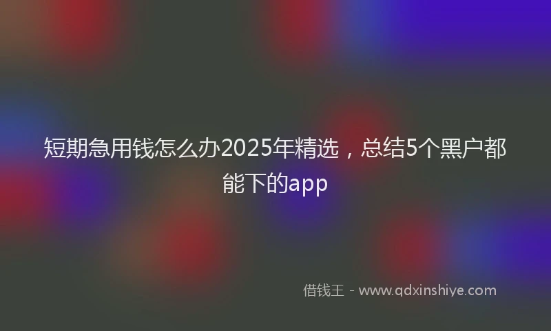 短期急用钱怎么办2025年精选，总结5个黑户都能下的app