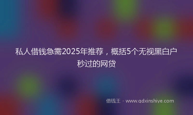 私人借钱急需2025年推荐，概括5个无视黑白户秒过的网贷
