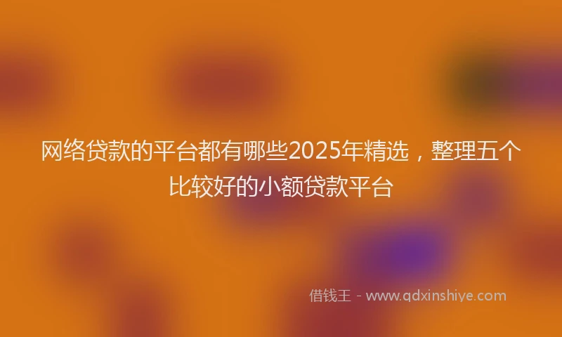 网络贷款的平台都有哪些2025年精选，整理五个比较好的小额贷款平台
