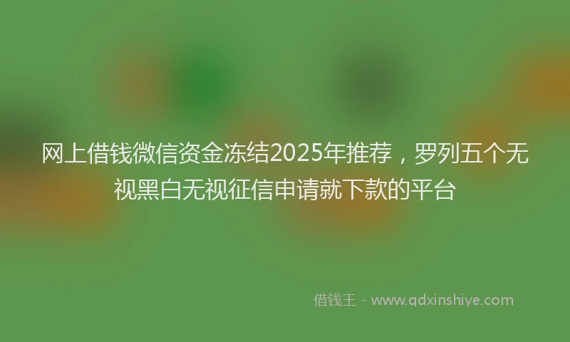 网上借钱微信资金冻结2025年推荐，罗列五个无视黑白无视征信申请就下款的平台