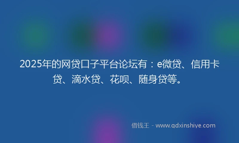 2025年的网贷口子平台论坛有：e微贷、信用卡贷、滴水贷、花呗、随身贷等。
