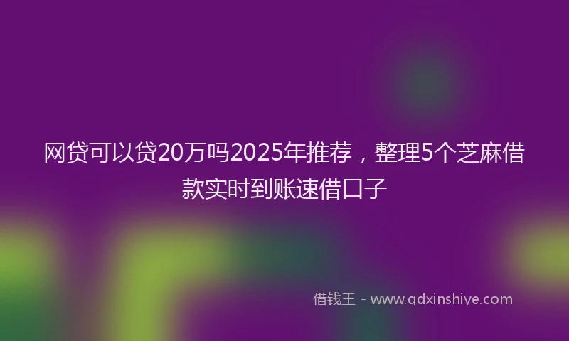 网贷可以贷20万吗2025年推荐，整理5个芝麻借款实时到账速借口子