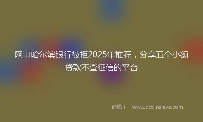 网申哈尔滨银行被拒2025年推荐，分享五个小额贷款不查征信的平台