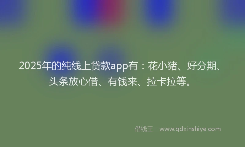 2025年的纯线上贷款app有：花小猪、好分期、头条放心借、有钱来、拉卡拉等。