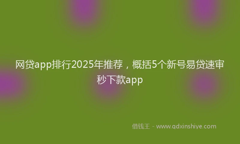 网贷app排行2025年推荐，概括5个新号易贷速审秒下款app