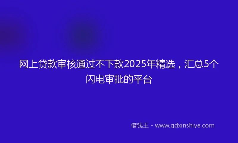 网上贷款审核通过不下款2025年精选，汇总5个闪电审批的平台