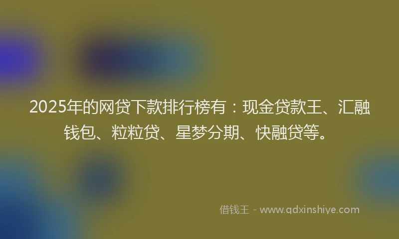 2025年的网贷下款排行榜有：现金贷款王、汇融钱包、粒粒贷、星梦分期、快融贷等。