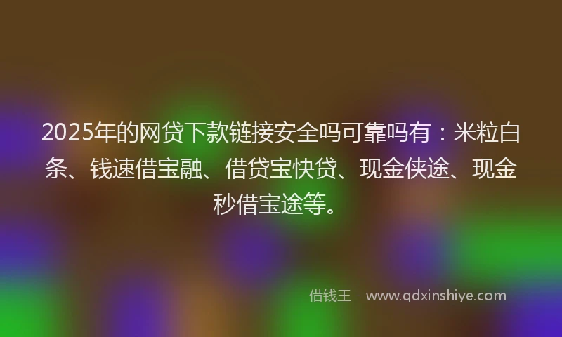 2025年的网贷下款链接安全吗可靠吗有：米粒白条、钱速借宝融、借贷宝快贷、现金侠途、现金秒借宝途等。