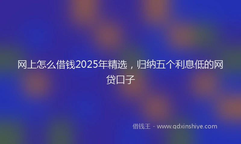 网上怎么借钱2025年精选，归纳五个利息低的网贷口子