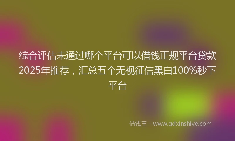 综合评估未通过哪个平台可以借钱正规平台贷款2025年推荐，汇总五个无视征信黑白100%秒下平台