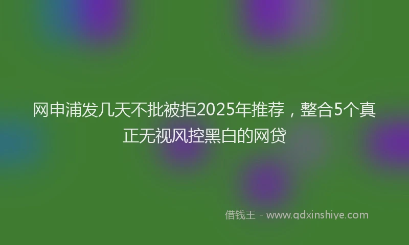 网申浦发几天不批被拒2025年推荐，整合5个真正无视风控黑白的网贷