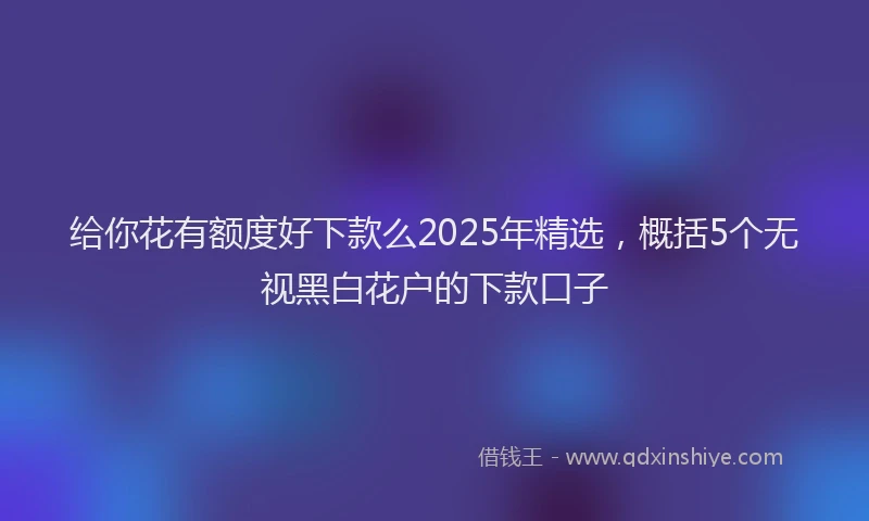 给你花有额度好下款么2025年精选，概括5个无视黑白花户的下款口子