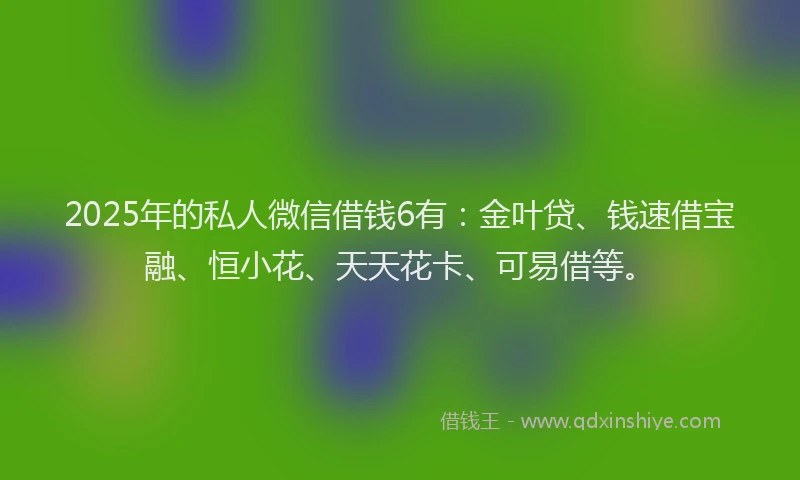 2025年的私人微信借钱6有：金叶贷、钱速借宝融、恒小花、天天花卡、可易借等。