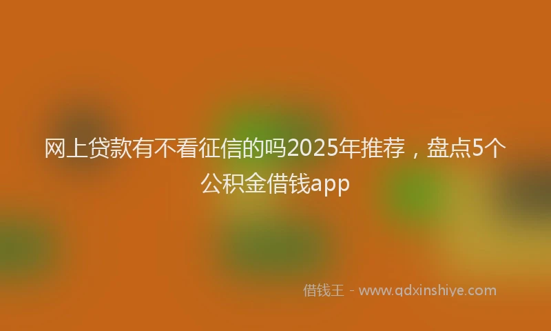 网上贷款有不看征信的吗2025年推荐，盘点5个公积金借钱app