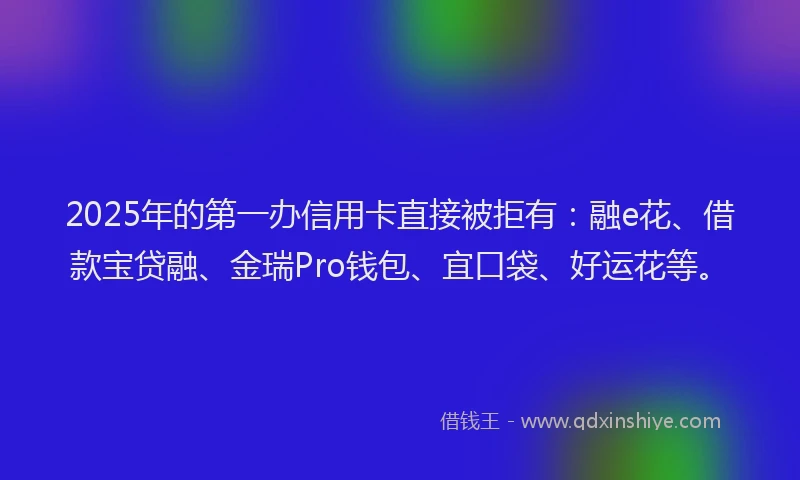 2025年的第一办信用卡直接被拒有：融e花、借款宝贷融、金瑞Pro钱包、宜口袋、好运花等。