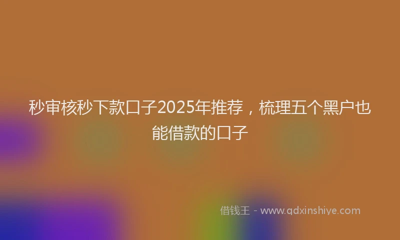 秒审核秒下款口子2025年推荐，梳理五个黑户也能借款的口子