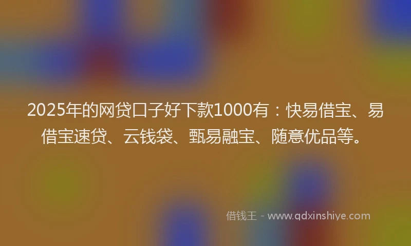2025年的网贷口子好下款1000有：快易借宝、易借宝速贷、云钱袋、甄易融宝、随意优品等。