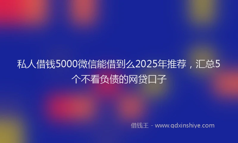 私人借钱5000微信能借到么2025年推荐，汇总5个不看负债的网贷口子