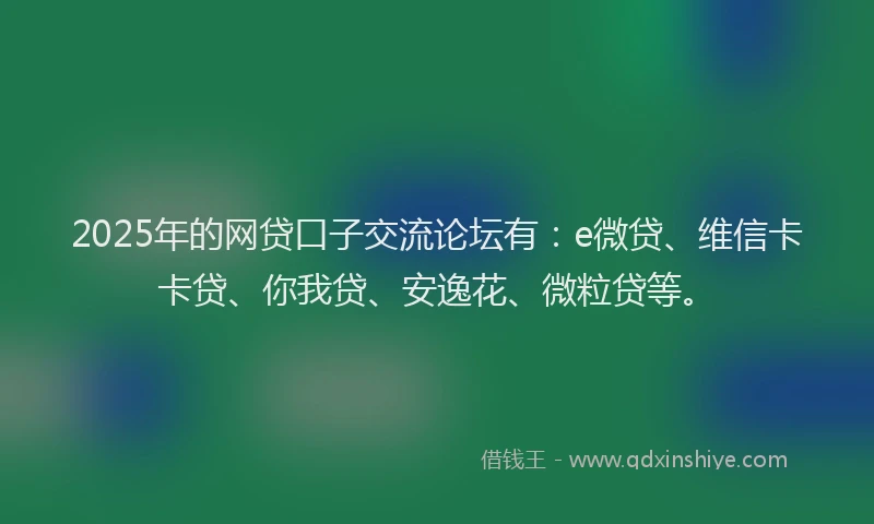 2025年的网贷口子交流论坛有：e微贷、维信卡卡贷、你我贷、安逸花、微粒贷等。