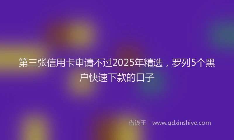第三张信用卡申请不过2025年精选，罗列5个黑户快速下款的口子