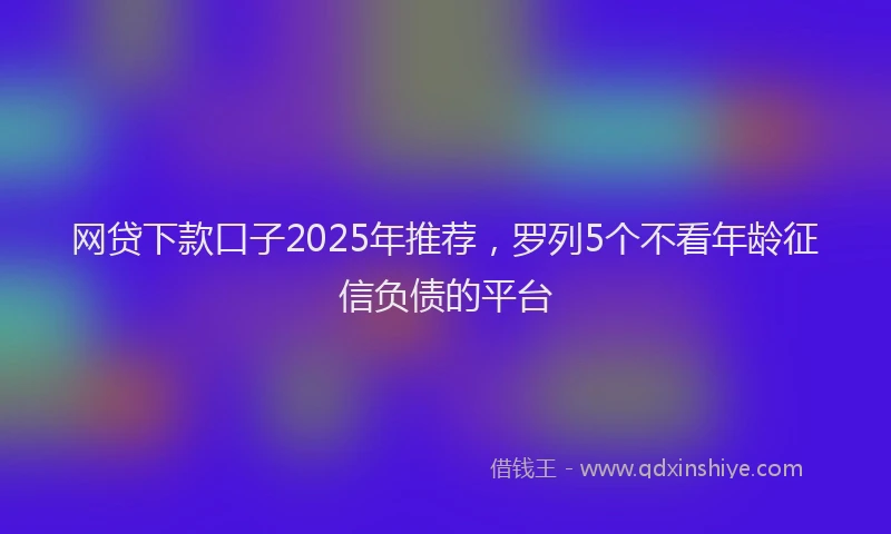 网贷下款口子2025年推荐，罗列5个不看年龄征信负债的平台