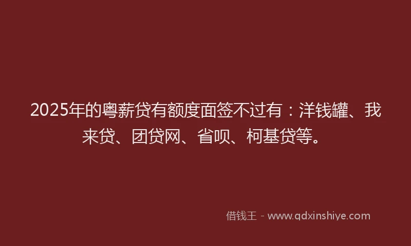 2025年的粤薪贷有额度面签不过有：洋钱罐、我来贷、团贷网、省呗、柯基贷等。