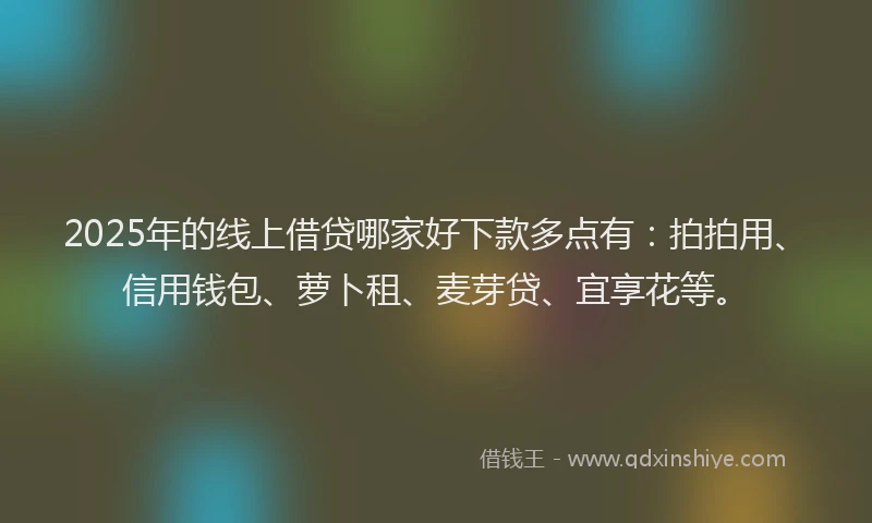 2025年的线上借贷哪家好下款多点有：拍拍用、信用钱包、萝卜租、麦芽贷、宜享花等。