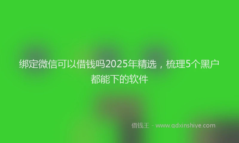 绑定微信可以借钱吗2025年精选，梳理5个黑户都能下的软件