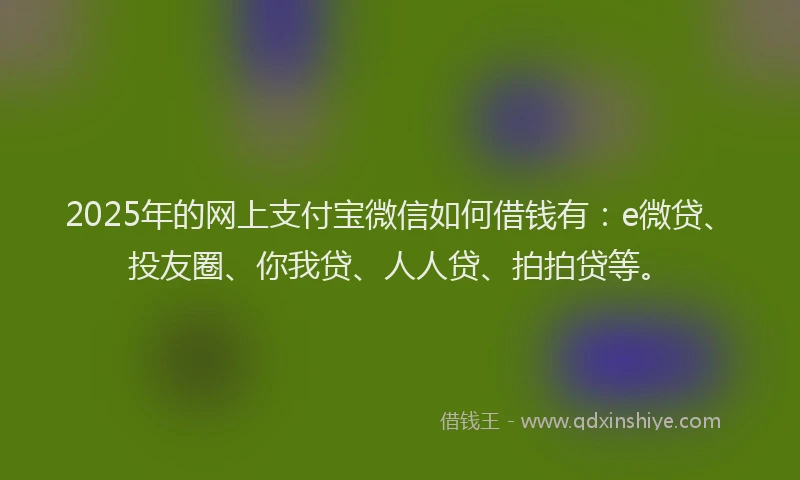 2025年的网上支付宝微信如何借钱有：e微贷、投友圈、你我贷、人人贷、拍拍贷等。