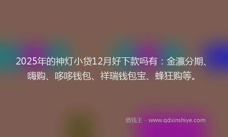 2025年的神灯小贷12月好下款吗有：金瀛分期、嗨购、哆哆钱包、祥瑞钱包宝、蜂狂购等。