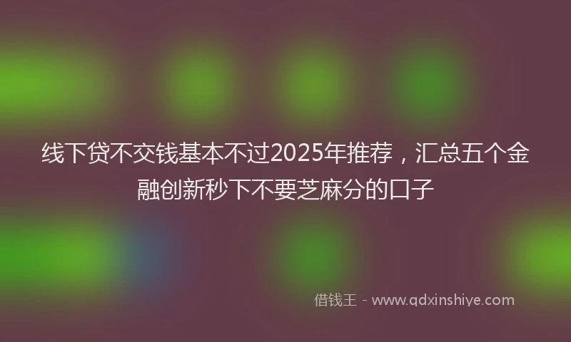 线下贷不交钱基本不过2025年推荐，汇总五个金融创新秒下不要芝麻分的口子