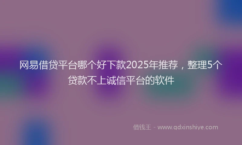 网易借贷平台哪个好下款2025年推荐，整理5个贷款不上诚信平台的软件