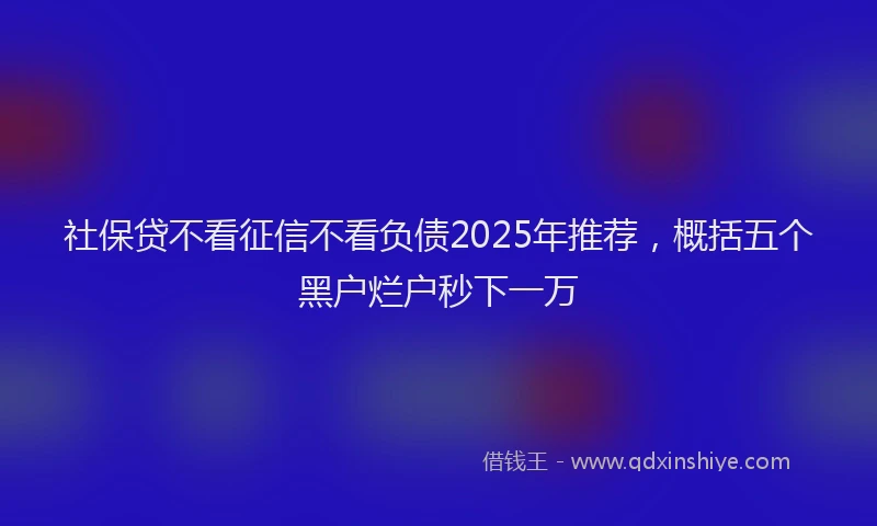 社保贷不看征信不看负债2025年推荐，概括五个黑户烂户秒下一万