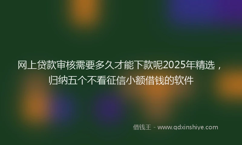 网上贷款审核需要多久才能下款呢2025年精选，归纳五个不看征信小额借钱的软件