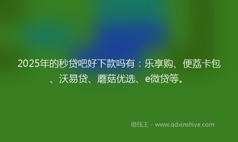 2025年的秒贷吧好下款吗有：乐享购、便荔卡包、沃易贷、蘑菇优选、e微贷等。