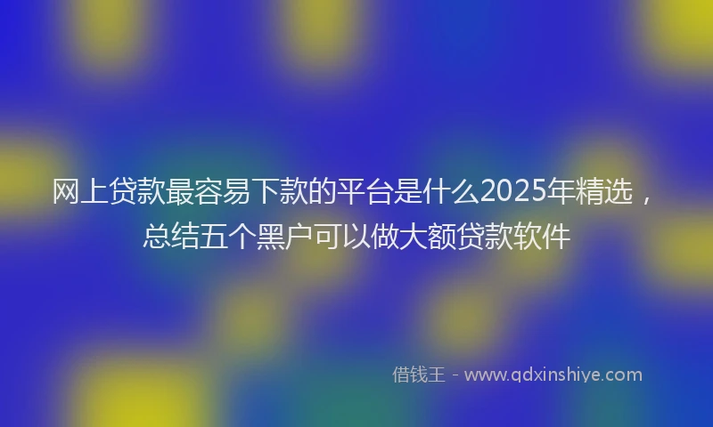 网上贷款最容易下款的平台是什么2025年精选，总结五个黑户可以做大额贷款软件