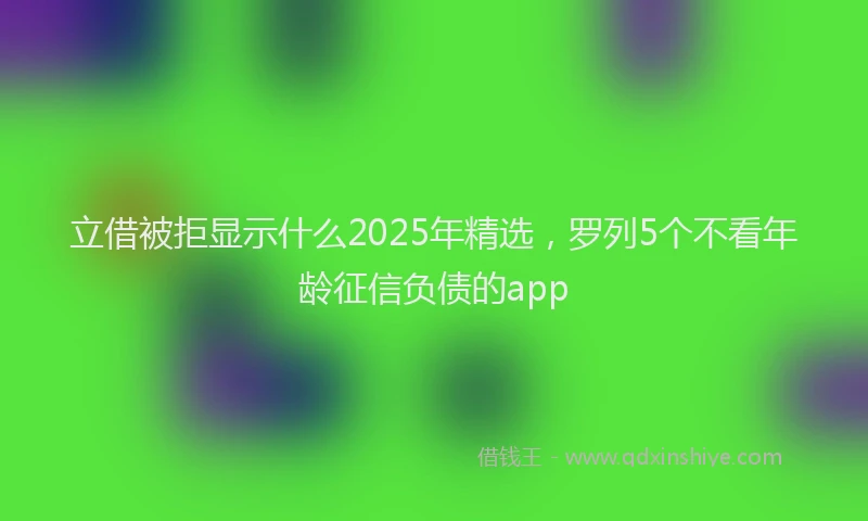立借被拒显示什么2025年精选，罗列5个不看年龄征信负债的app