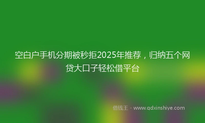 空白户手机分期被秒拒2025年推荐，归纳五个网贷大口子轻松借平台