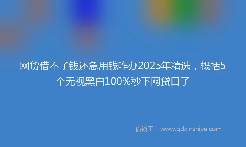 网货借不了钱还急用钱咋办2025年精选，概括5个无视黑白100%秒下网贷口子