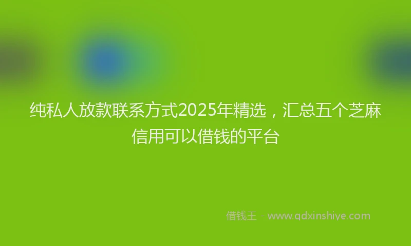 纯私人放款联系方式2025年精选，汇总五个芝麻信用可以借钱的平台