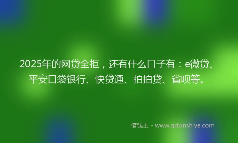 2025年的网贷全拒，还有什么口子有：e微贷、平安口袋银行、快贷通、拍拍贷、省呗等。
