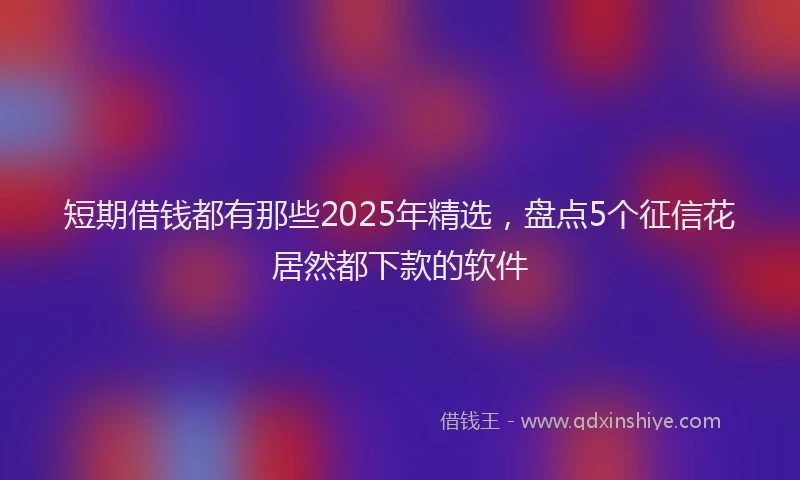 短期借钱都有那些2025年精选，盘点5个征信花居然都下款的软件