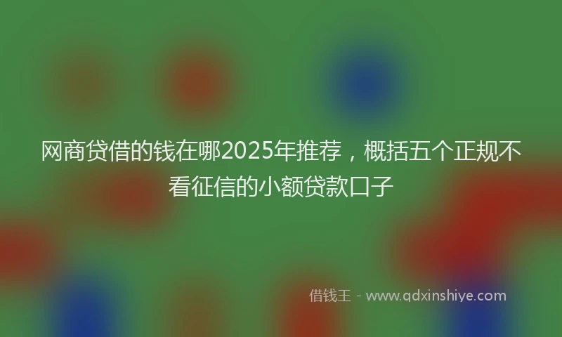 网商贷借的钱在哪2025年推荐，概括五个正规不看征信的小额贷款口子