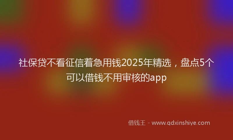 社保贷不看征信着急用钱2025年精选，盘点5个可以借钱不用审核的app
