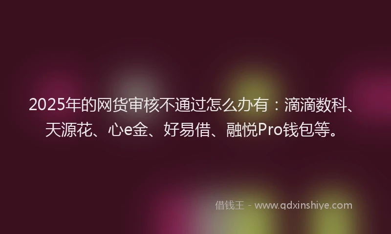 2025年的网货审核不通过怎么办有：滴滴数科、天源花、心e金、好易借、融悦Pro钱包等。