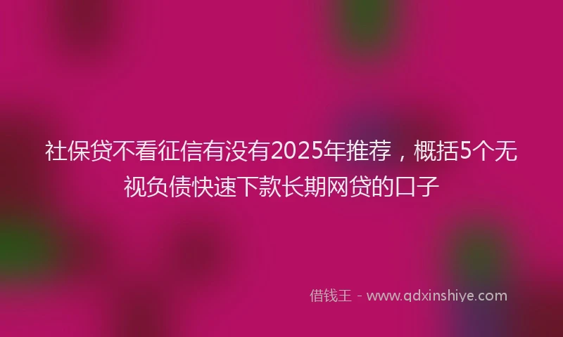 社保贷不看征信有没有2025年推荐，概括5个无视负债快速下款长期网贷的口子