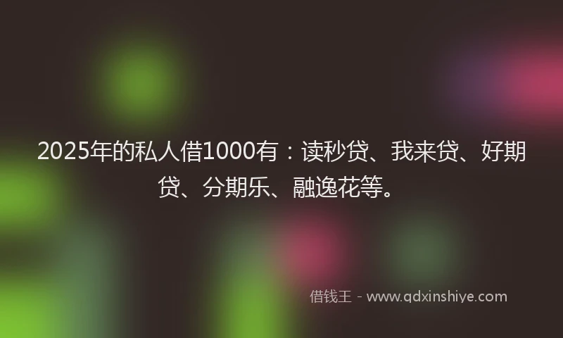2025年的私人借1000有：读秒贷、我来贷、好期贷、分期乐、融逸花等。