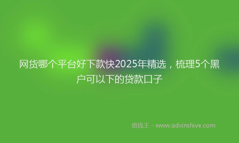网货哪个平台好下款快2025年精选，梳理5个黑户可以下的贷款口子